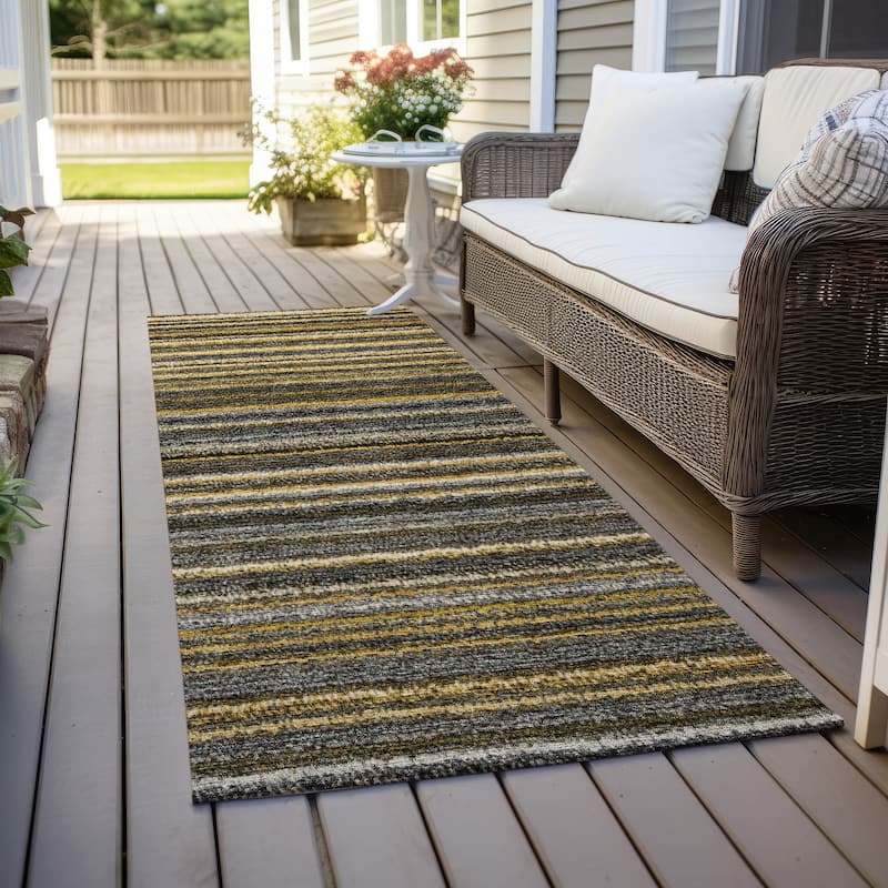 Machine Washable Indoor/ Outdoor Chantille Stripes Rug