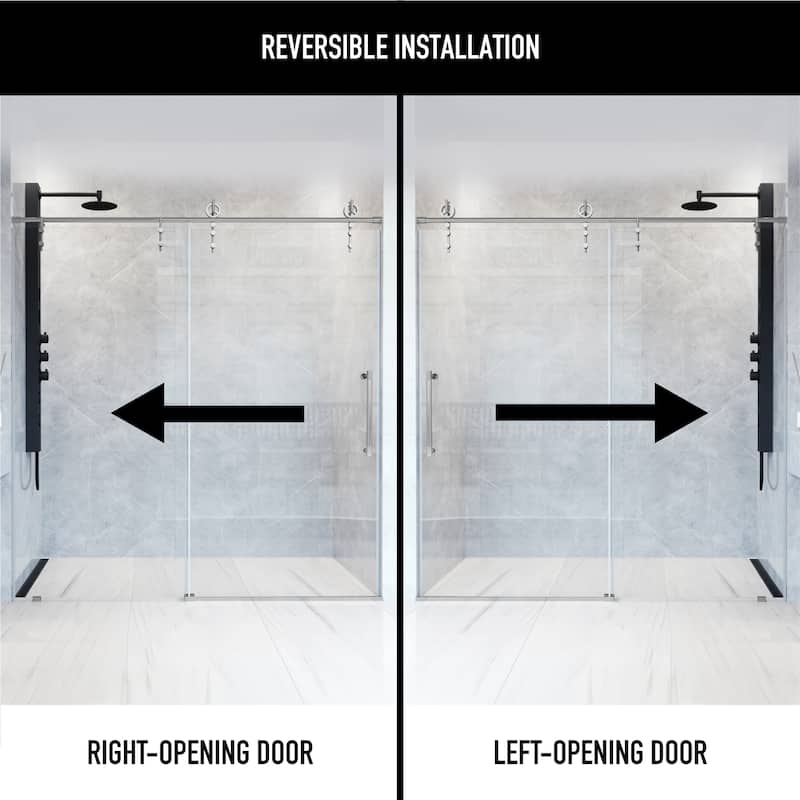 VIGO Hamilton 56" to 60" W x 78" H Frameless Sliding Shower Door