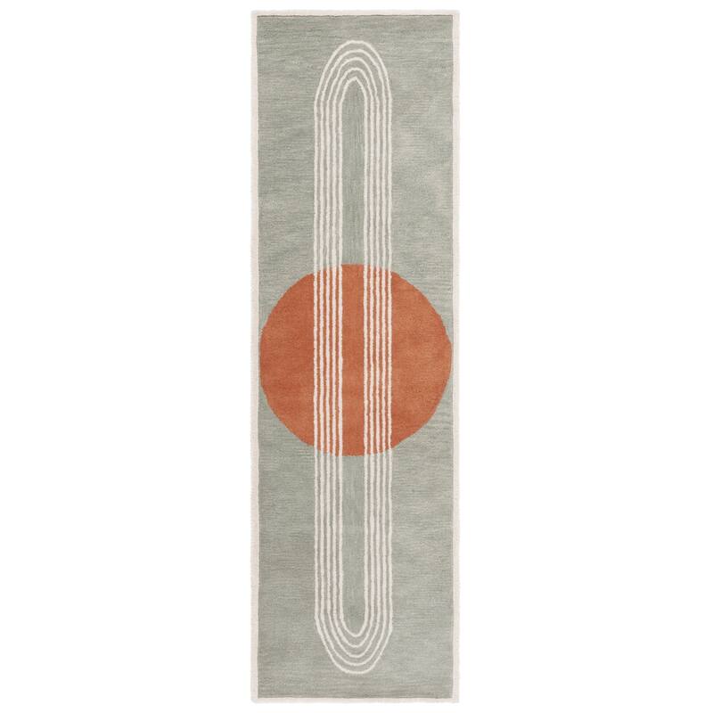SAFAVIEH Handmade Rodeo Drive Jaylene Mid-Century Modern Wool Rug - 2'3" x 8' Runner - Grey/Rust