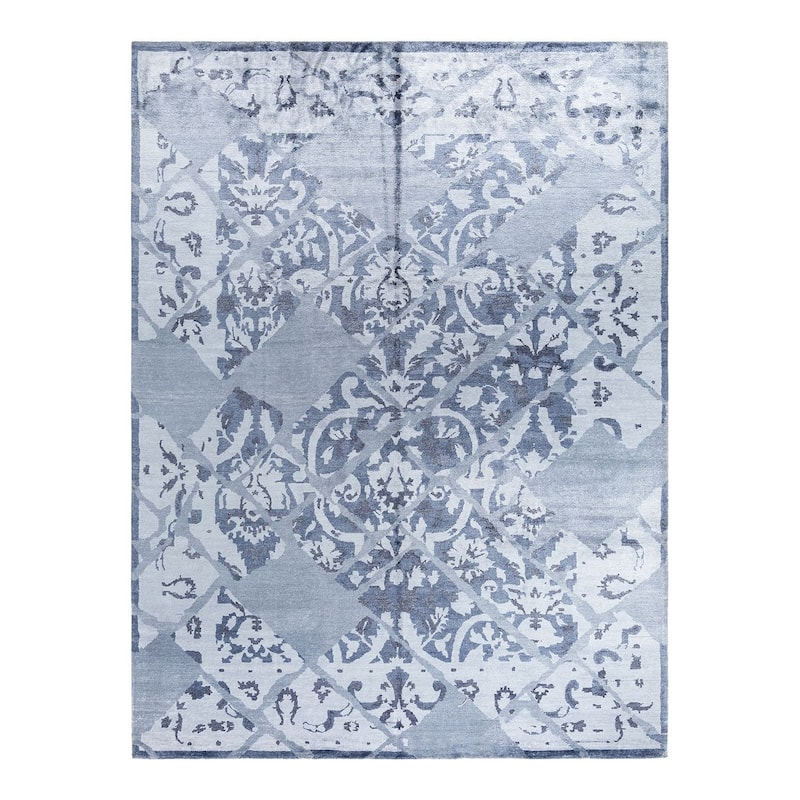 Modern One-of-a-Kind Hand-Knotted Area Rug - Ivory, 9' 2" x 12' 2" - 9' 2" x 12' 2"