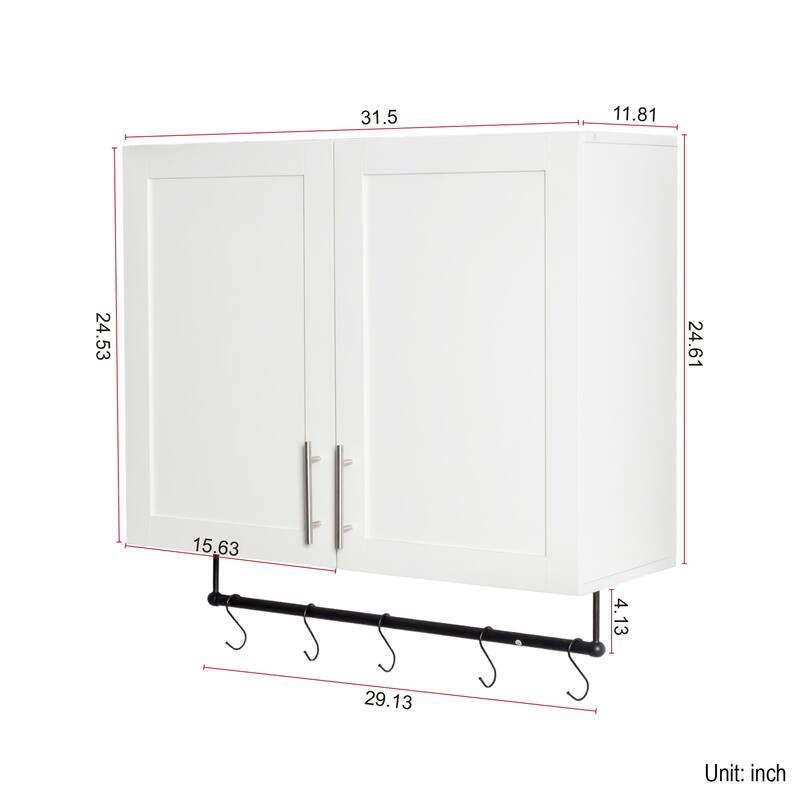 GDF Studio -Jess Modern Stackable Wall Mounted Storage Cabinet with Adjustable Shelves