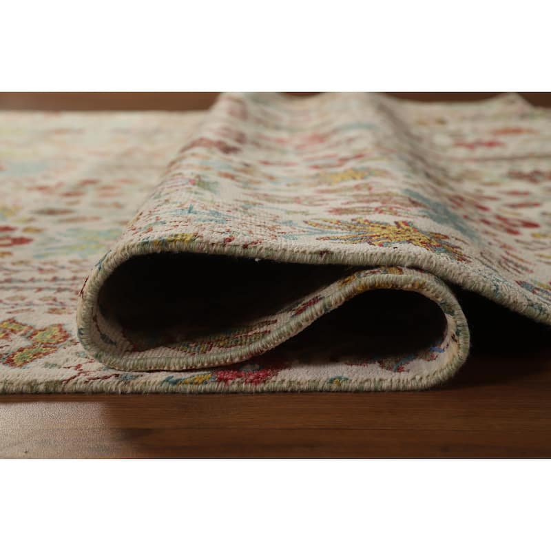 Hand Knotted Oriental 100% Wool Carpet Traditional All-Over Beige & Ivories Ziegler Area Rug - 9' 10'' X 6' 6''