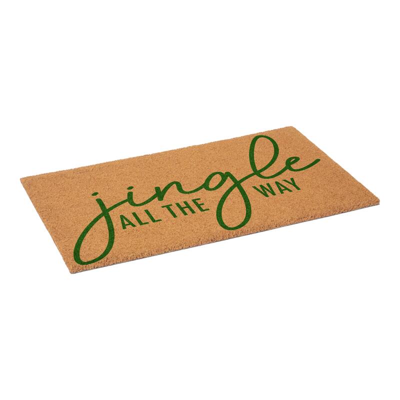 HomeRoots 24" X 36" Brown And Green Christmas Outdoor Coir Door Mat - 24.00' X '36.00