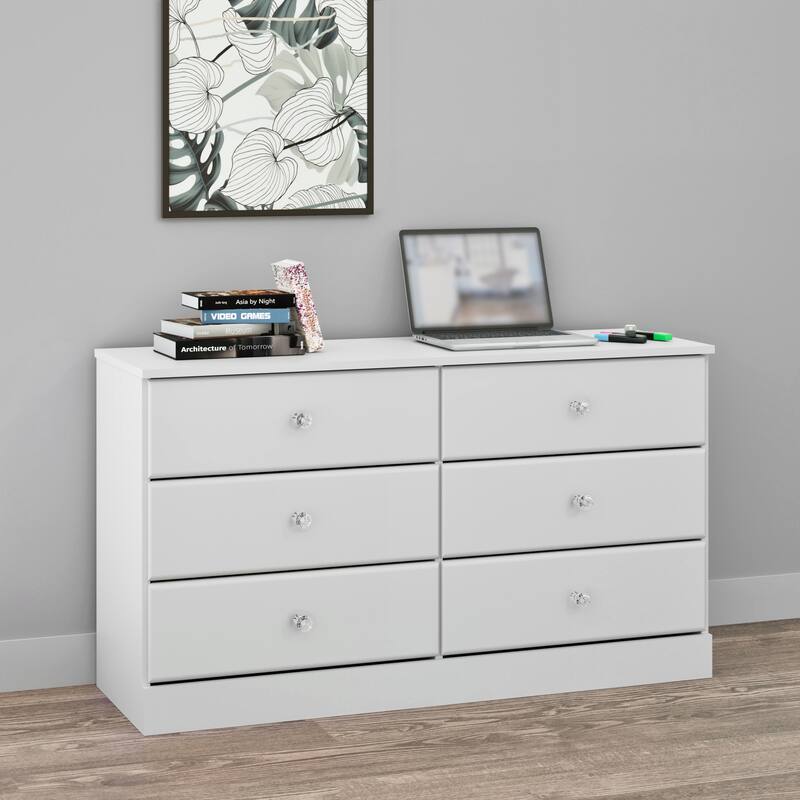 Prepac Astrid 6 Drawer Double Dresser for Bedroom, Wide Chest of Drawers, Bedroom Furniture,Traditional Furniture