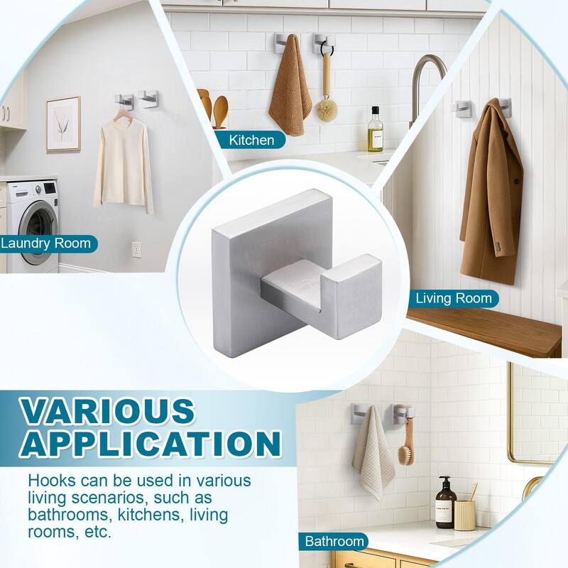 WOWOW J-Hook Wall Mount Robe/Towel Hook 2PCS