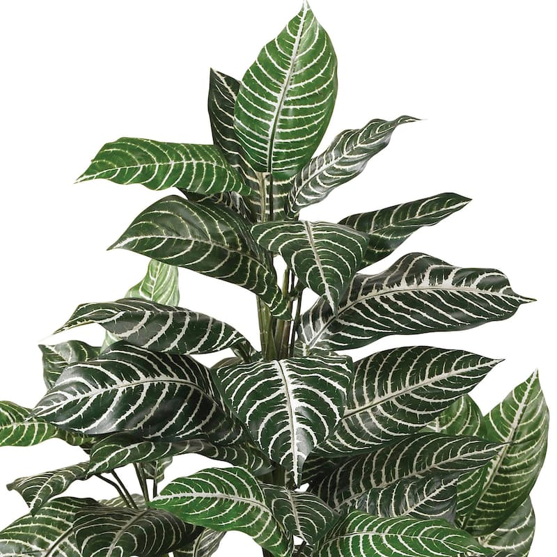 Zebra Silk Plant 3ft - Tropical Floor Plant Decor, Realistic Faux Plant, Indoor Greenery, Easy Care Home Accent - 3ft.