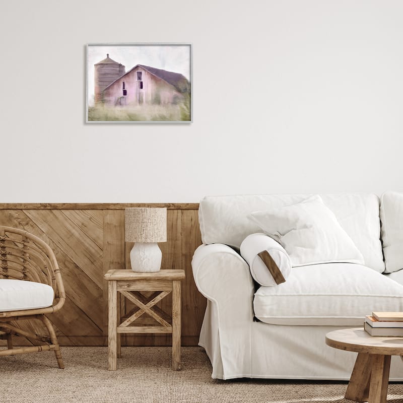 Stupell Tranquil Rural Farmhouse Countryside Grassland Framed Wall Art - Pink