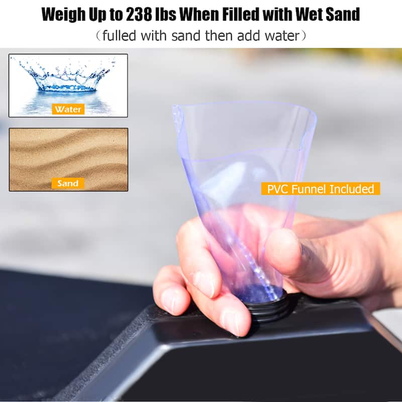 Square Cantilever Offset Umbrella Weights Base Water/Sand Filled