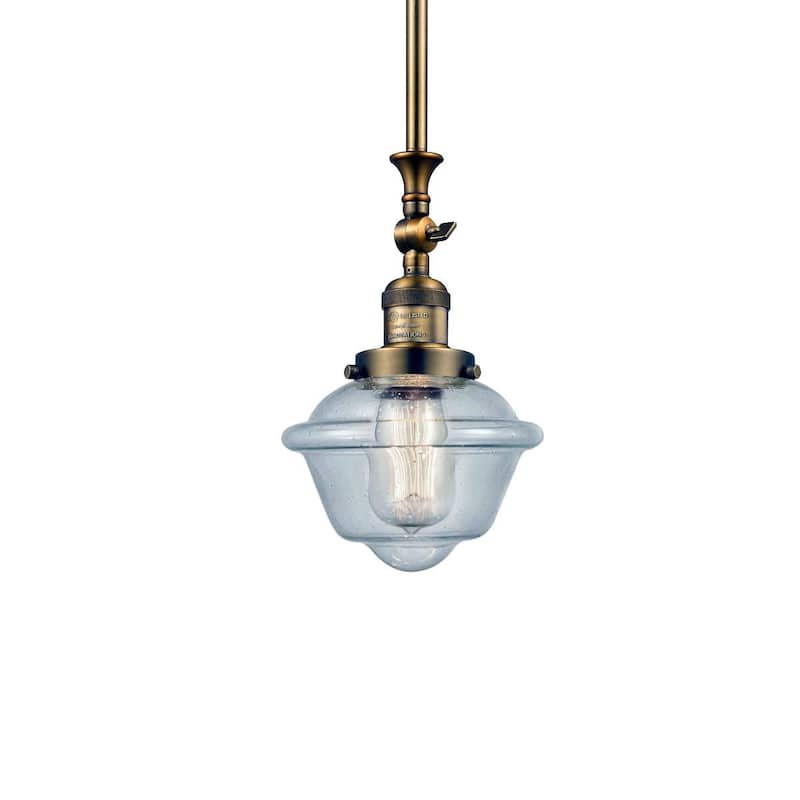 Innovations Lighting Small Oxford Single Light 8" Wide Mini Pendant - Brushed Brass / Seedy