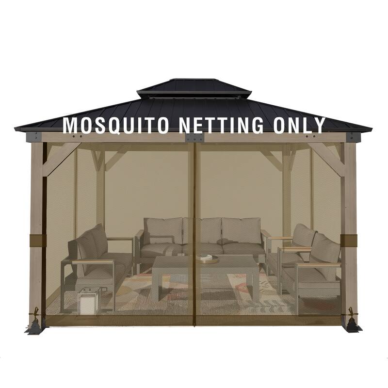Aoodor Universal 12 x 14 ft. Gazebo Replacement Mosquito Netting Screen 4-Panel Sidewalls (Only Netting)