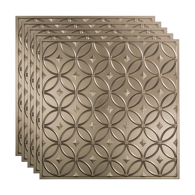 FASÄDE Rings Decorative Vinyl 2ft x 2ft Lay in Ceiling Panel in Brushed NIckel (5 Pack) - 5 Pack - Brushed Nickel