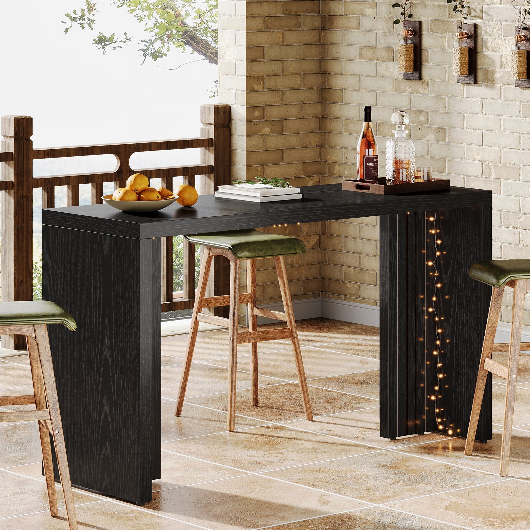 Home Bar Unit, 55.12-Inch Bar Table with Large Tabletop - 55.12