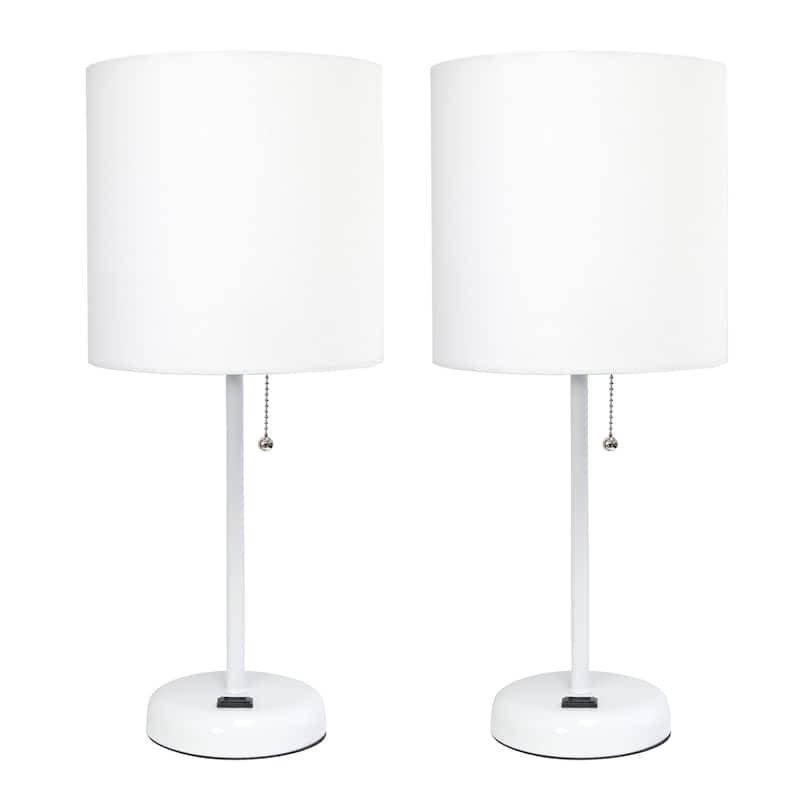 Simple Designs 19.5" 2 Pack Table Desk Lamp Set with Charging Outlet - 19.50