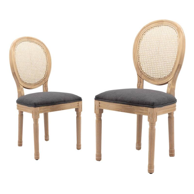 French Chair Dining Chair Solid Wood with Nailhead Trim Set of 2