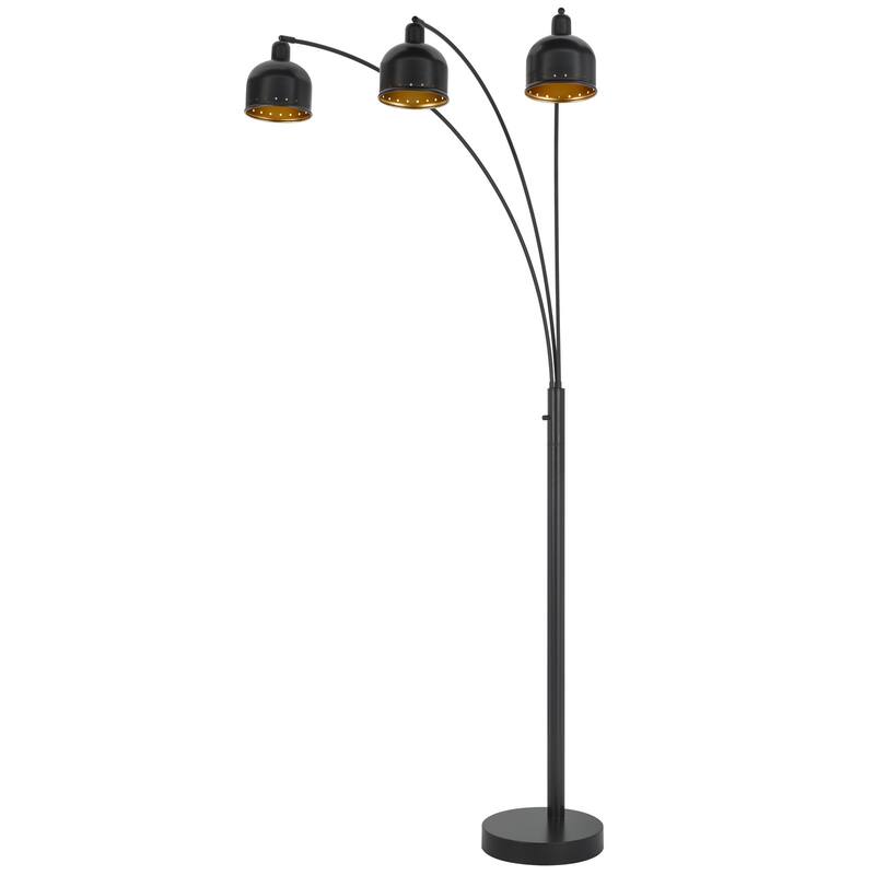 60W x 3, 3 way Ellington arc floor lamp with metal gold tone shades and heavy weighted base - One Size