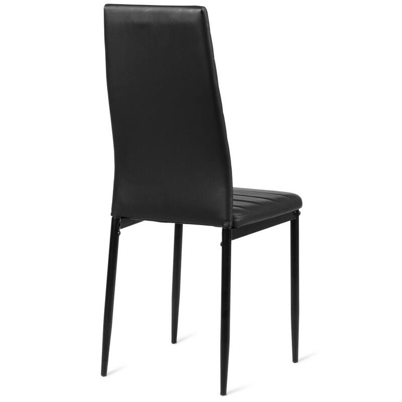 Set of 6 Black Dining Chairs with High Backrest and Steel Frame Anti-Scratch Foot Caps for Kitchen and Bistro