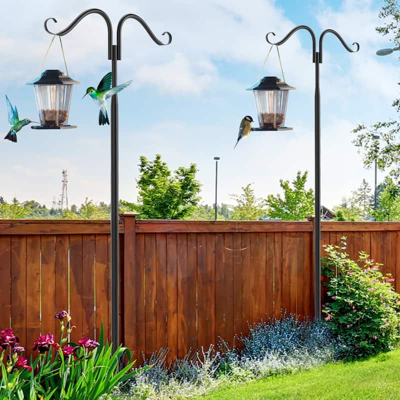 Heavy Duty Shepherd Hooks Metal Garden Bird Feeder Hanging with7 Prongs Set of 2