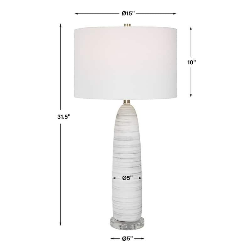 Bottled Ceramic Table Lamp with Drum Shade - 31.5" - Matte White