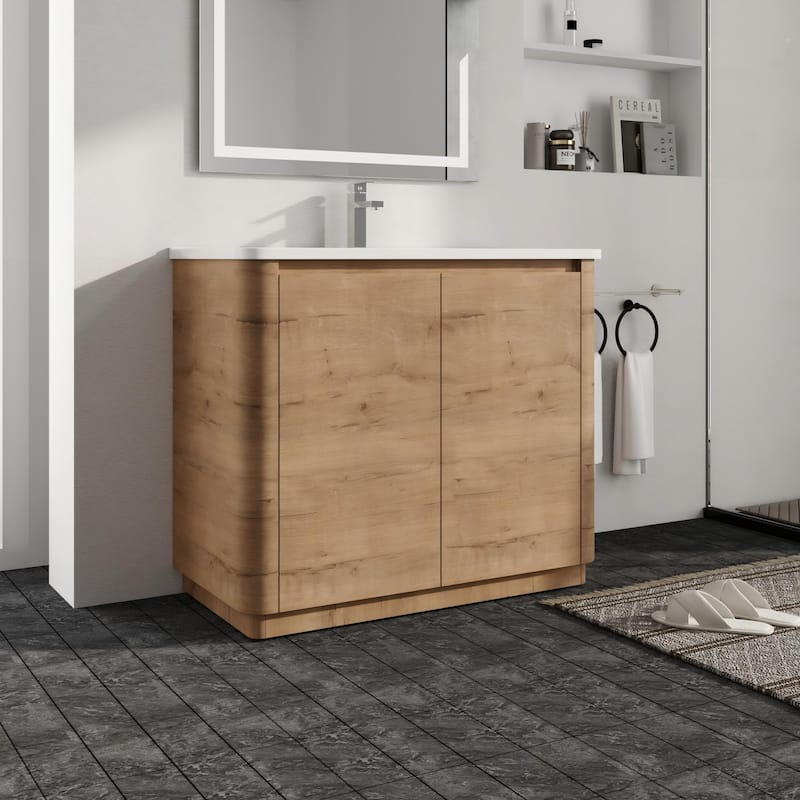 Malwee 36"/40" FreeStanding Bathroom Vanity with Sink, Floor Stand Bathroom Vanity with Soft Close Door and Adjustable Shelf
