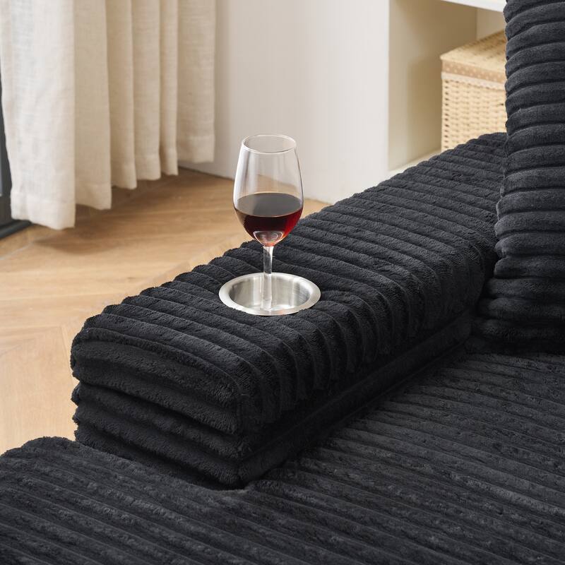 Oversized Two-Piece Couches, L Shaped Sofa, Corduroy, Right Chaise Daybed,with Armrests,Eight Throw Pillows,Corner Sofa