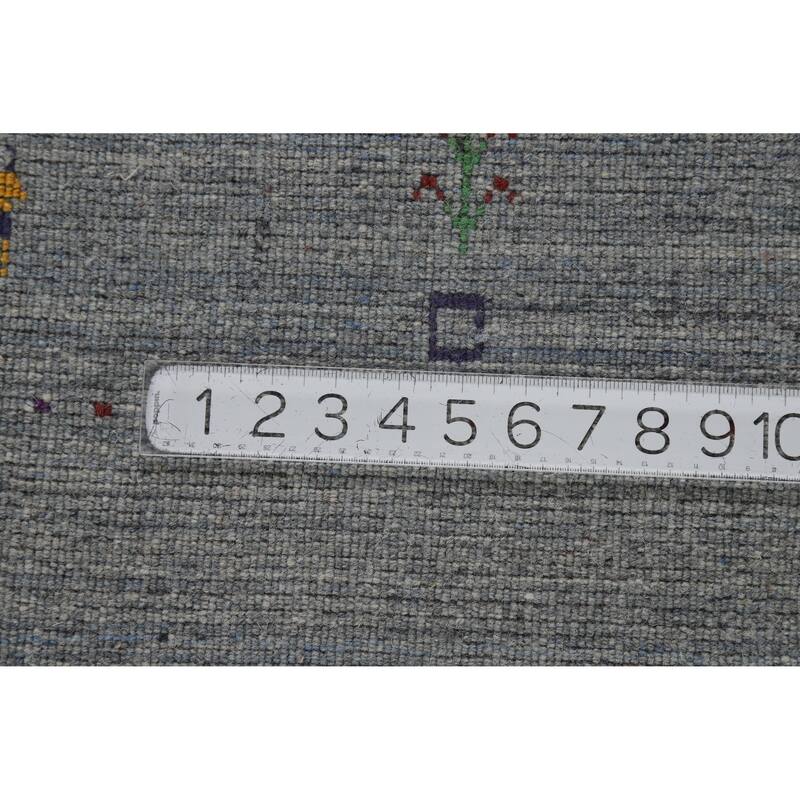 Hand Knotted Oriental 100% Wool Carpet Tribal Stripe Greys & Charcoal Gabbeh Area Rug - 8' 4'' X 5' 2''