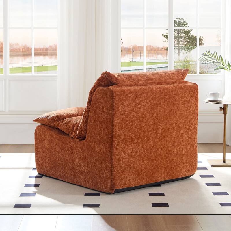 Accent Armless Chair Lazy Floor Seating, Single Chair Sofa Lounger Leisure Accent Single Couch with Backrest for Living