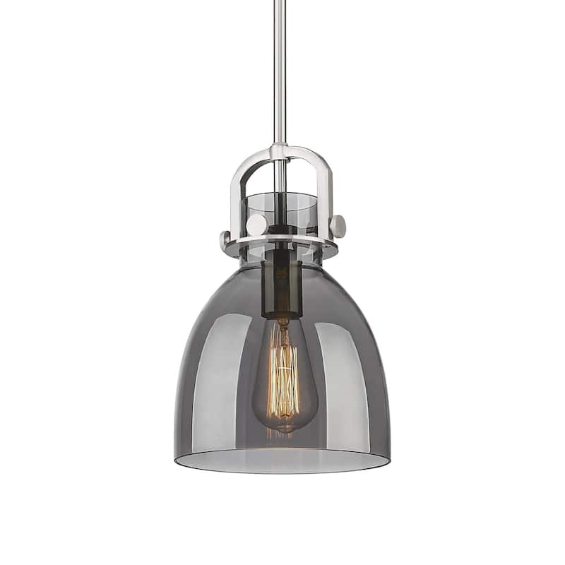 Innovations Lighting 410-1SS-12-8 Newton Bell Pendant Newton Bell 8" - Satin Nickel / Plated Smoke