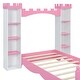 preview thumbnail 10 of 8, Castle-Shaped Twin Bed with Storage Shelf - Pink & White, Easy Assembly