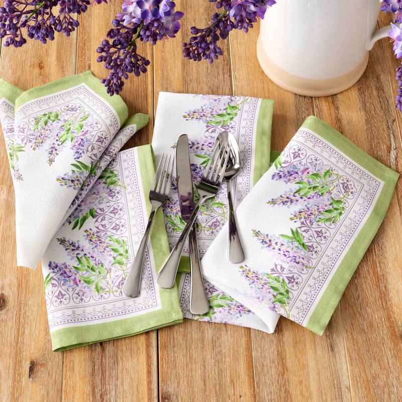 Lilac Garden Floral Dinner Napkins, Set of 4 - 17"x17"