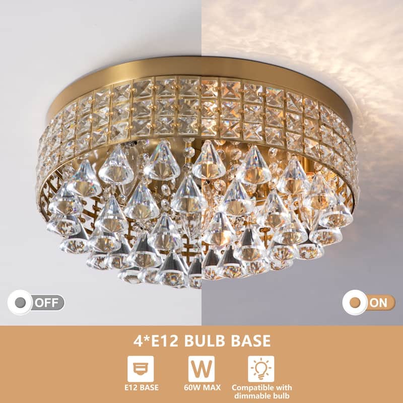 Maxax 4 - Light 15'' Crystal Metal Flush Mount
