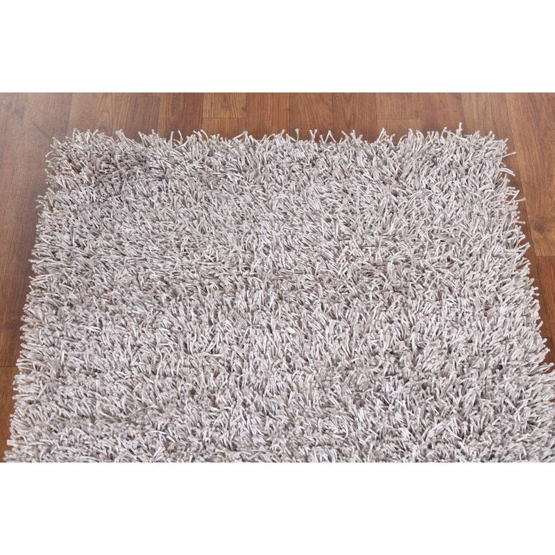 Contemporary Solid Shaggy Oriental Home Decor Rug Hand-knotted Carpet - 2'8" x 4'9"