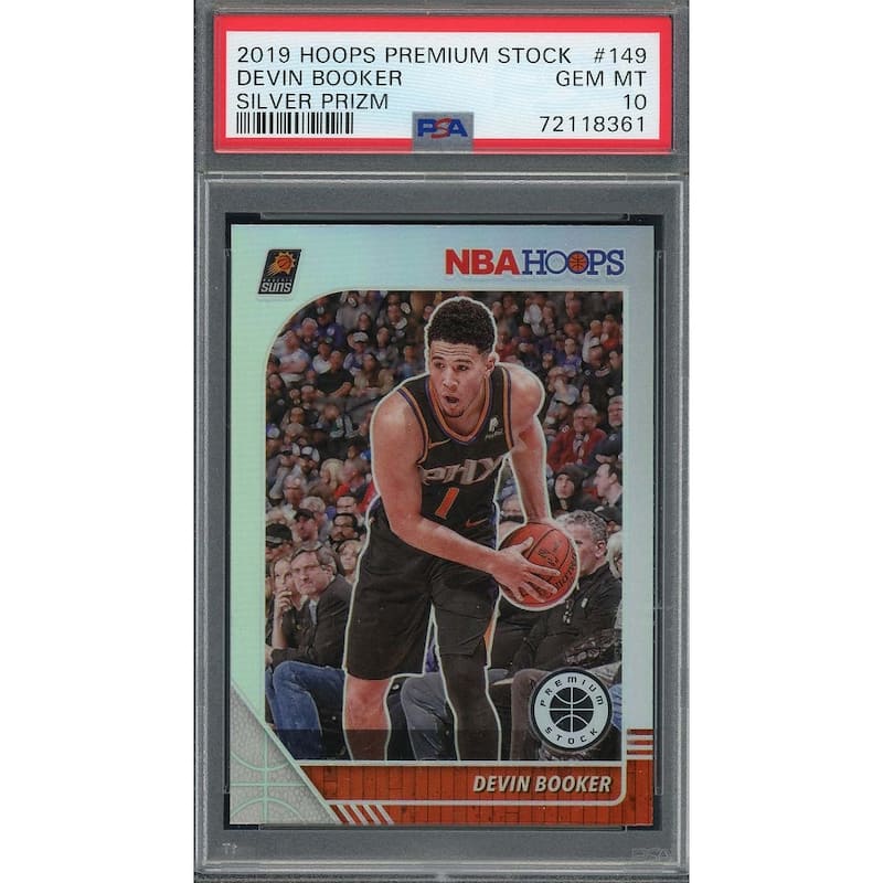 Devin Booker 2019 Panini Hoops Premium Stock Silver Prizm Card 149 Graded PSA 10 - 8'6" x 11'6"