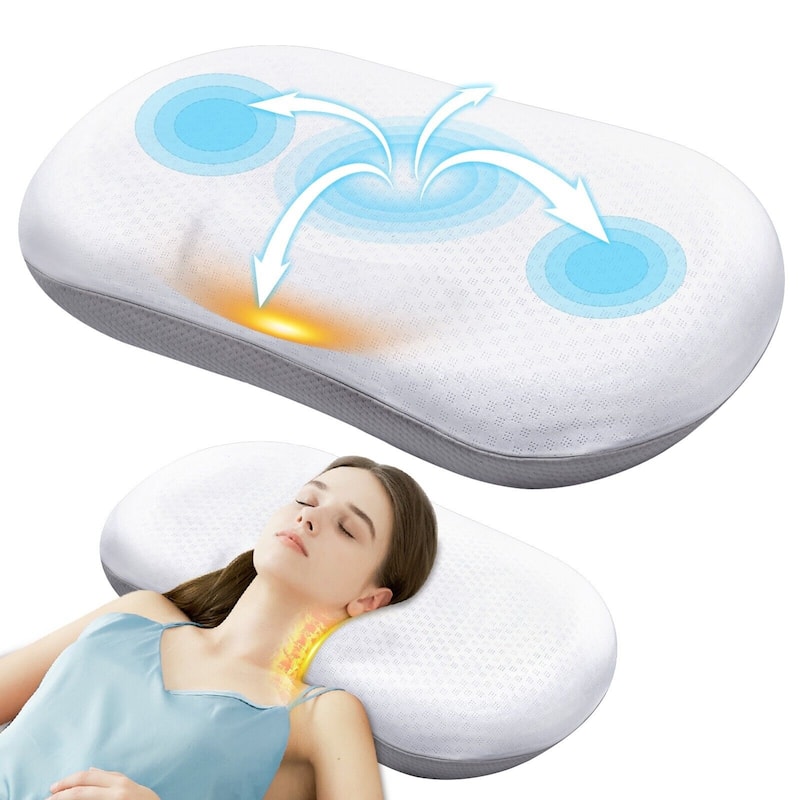 Cooling Cervical Memory Foam Bed Pillow for Neck Support White/Grey