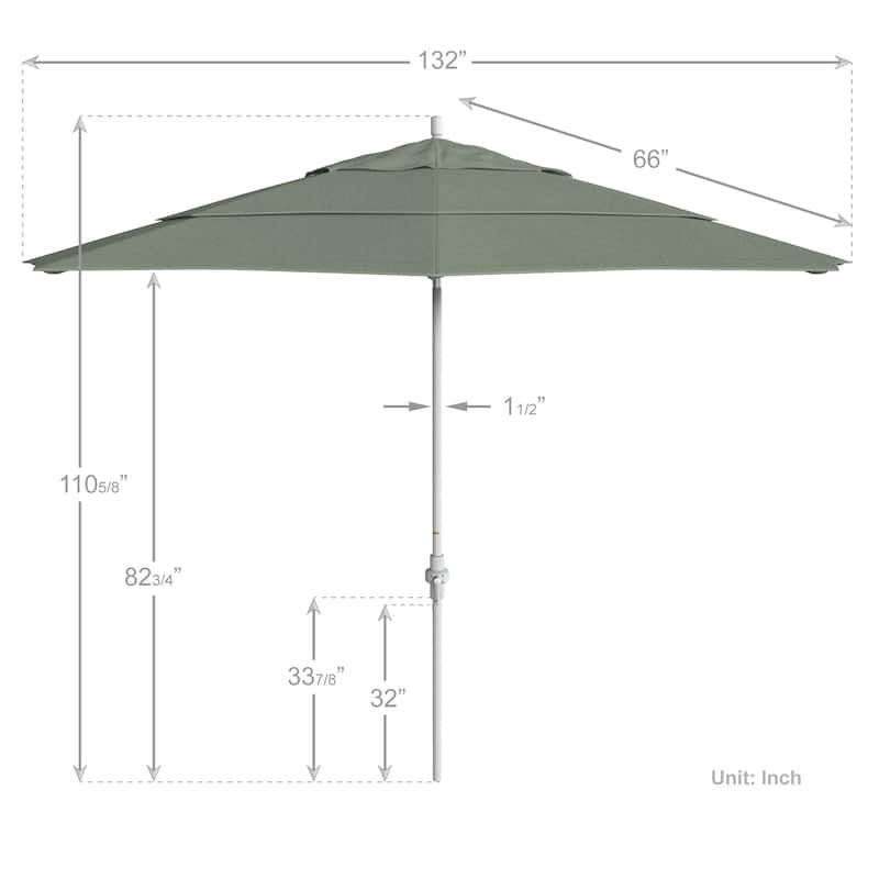 California Umbrella 11' Rd. Alum/Fiberglass Rib Patio Umb,Crank Lift/Collar Tilt, Dbl Wind Vent, White Finish, Sunbrella Fabric