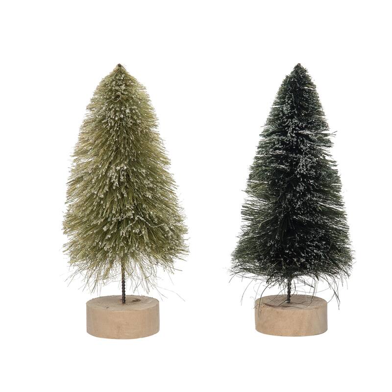 Transpac Large Bottle Brush Tree Set of 2 Christmas Home Decorations