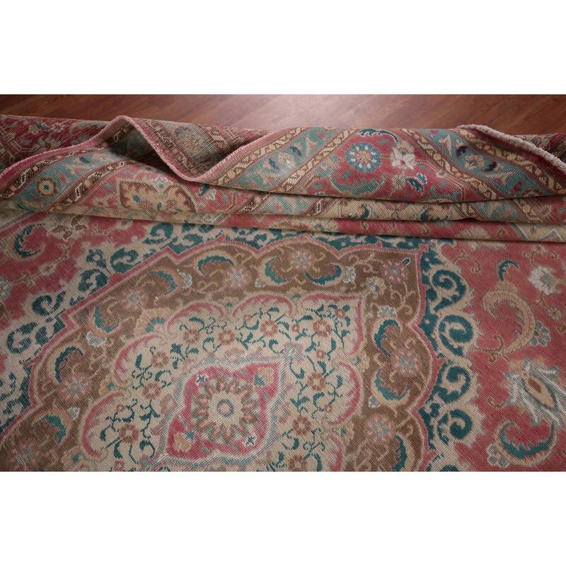 Tabriz Persian Vintage Area Rug Handmade Oriental Wool Carpet - 9'7"x 12'7"