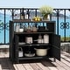 preview thumbnail 3 of 18, Costway Patio Rattan Storage Cabinet with Acacia Wood Countertop Open - See Details