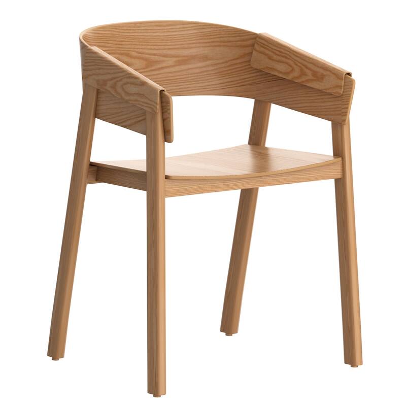 Mid-Century Modern Solid Wood & Oak Veneer Dining Chair, Set of 4 - Black