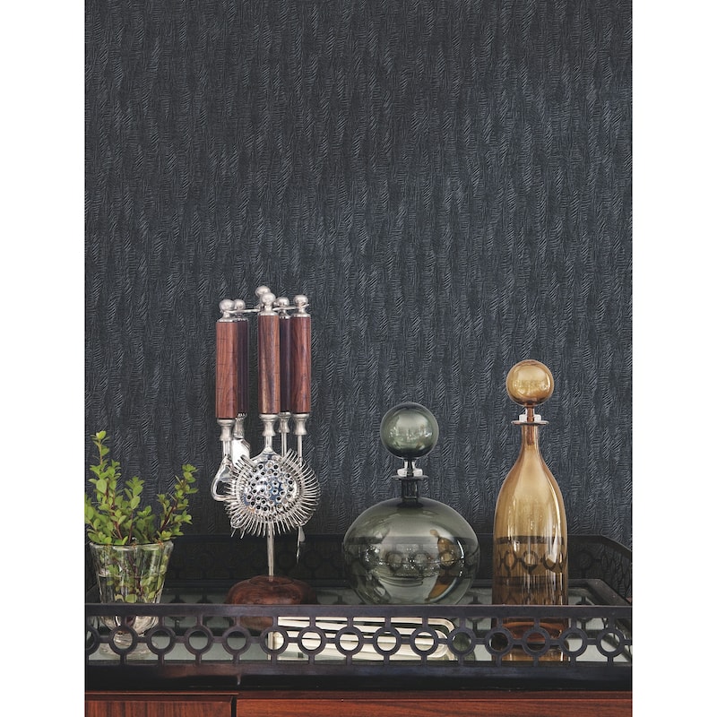 Bryson Navy Feathered Texture Wallpaper