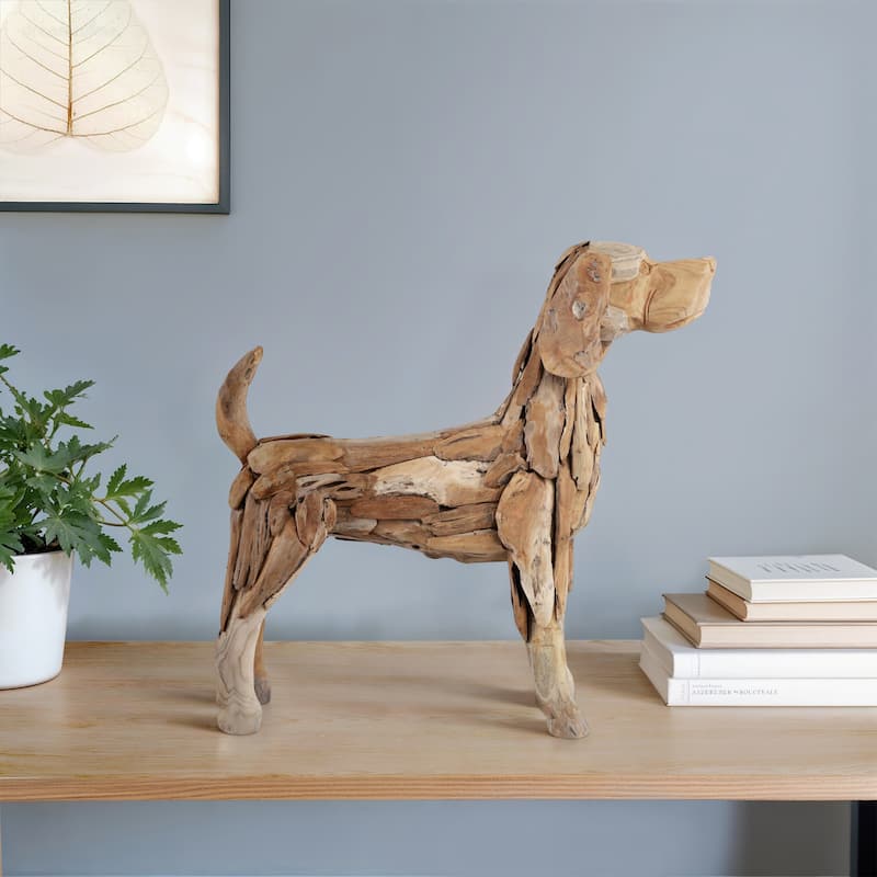Driftwood Hound Beagle Dog Sculpture Decorative Art - 28" Brown - 28" x 8" x 23"