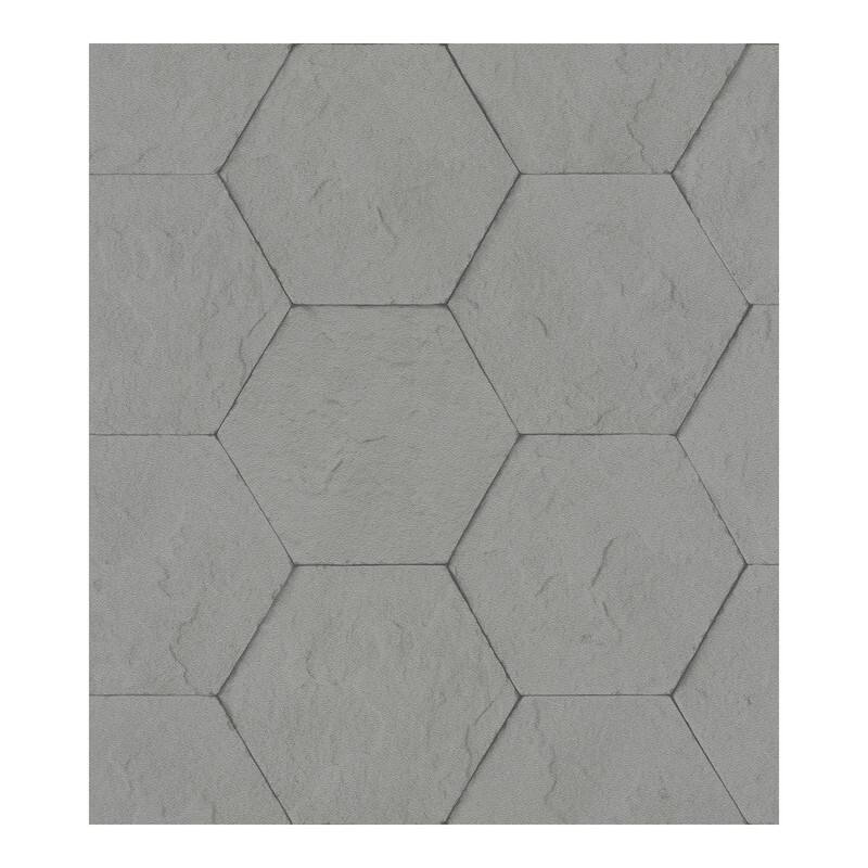 Advantage Bascom Dark Grey Stone Hexagon Wallpaper - 21 x 396 x 0.025