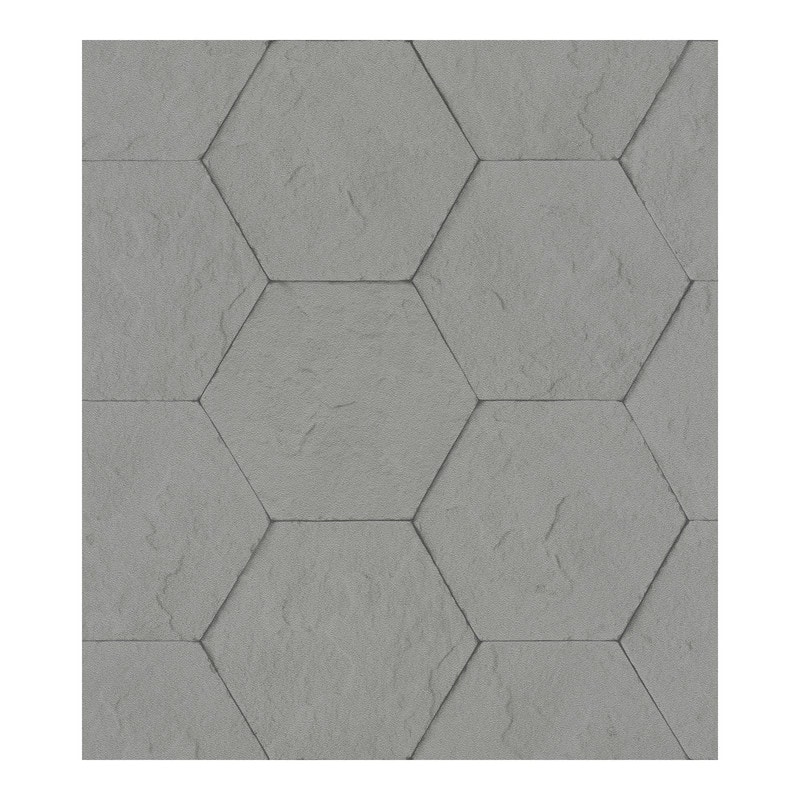 Advantage Bascom Dark Grey Stone Hexagon Wallpaper - 21 x 396 x 0.025