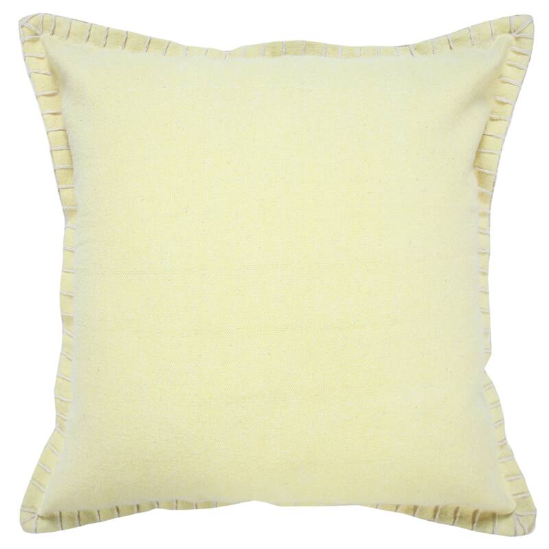 Handwoven Flanged Border Square Throw Pillow - 18" - Pale Yellow