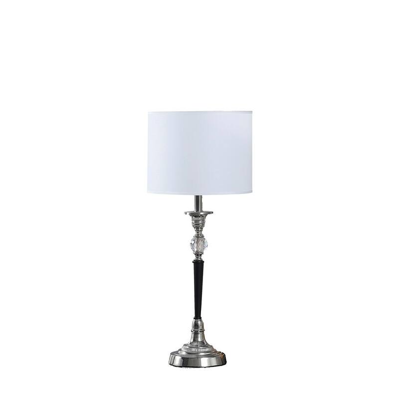 22.75" In Candlestick Crystal Accent Black/Silver Table Lamp - Multicolor