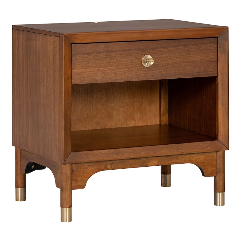 Furniture of America Forma Mid-Century Modern 3-Piece Walnut Solid Wood Platform Bedroom Set