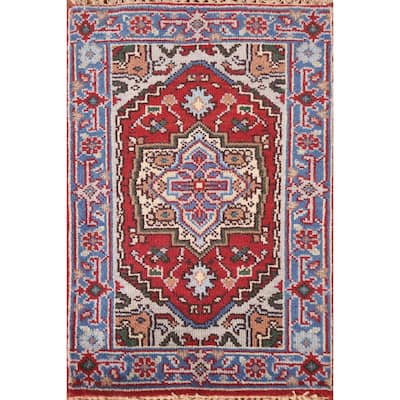 Red Traditional Heriz Serapi Foyer Area Rug Hand-knotted Wool Carpet - 2'0"x 3'0"