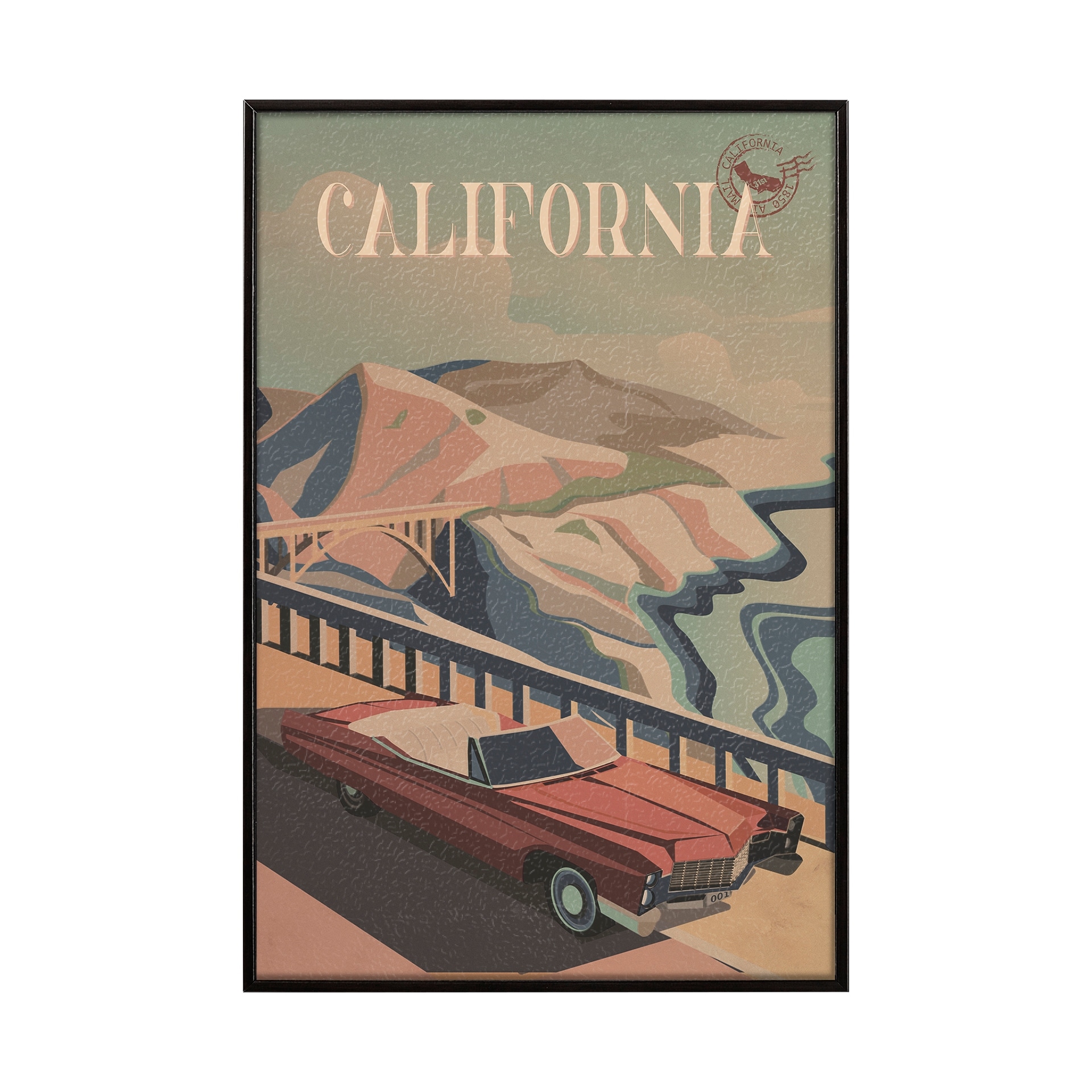 California Go USA by Mercana Studio a Hand Embellished Framed Art Print
