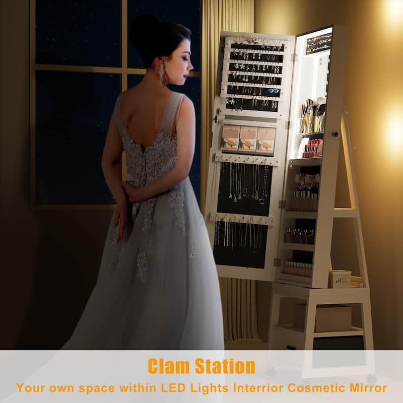 360° Swivel Jewelry Cabinet with LED Lights