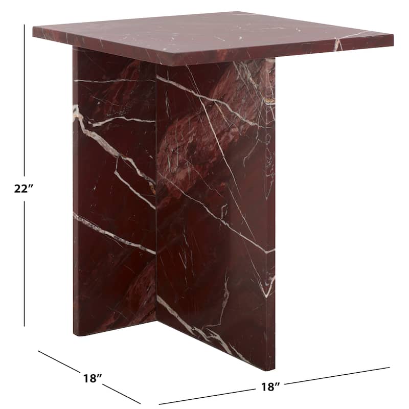 SAFAVIEH Couture Adriano 2 Leg Marble Accent Table - 18"W x 18"D x 22"H