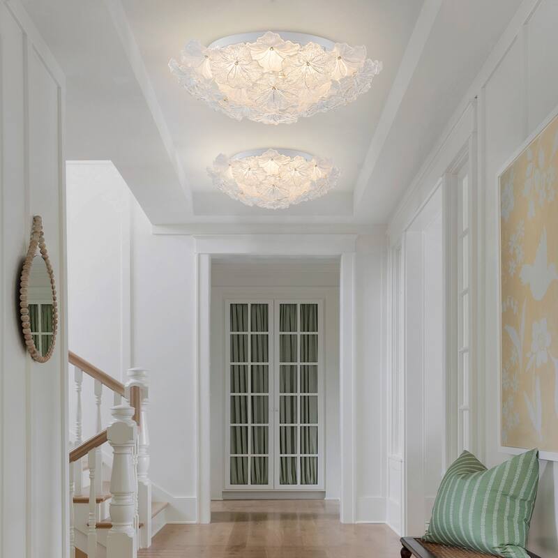 LED Flush Mount Ceiling Light with Clear and Frosted Glass Petal Design